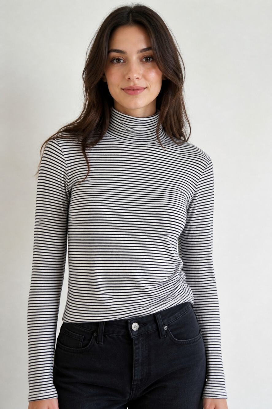 Vineyard Vines Striped Black White Turtleneck L - Picture 1 of 7